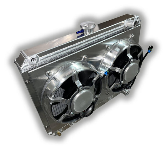 1964 – 1967 GTO LSX Aluminum Conversion Radiator – Dual 11″ HPX Aluminum Fans – 22″ Height