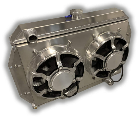 1973 – 1986 Jeep CJ Chevy SBC Swap Radiator – Dual HPX Fans